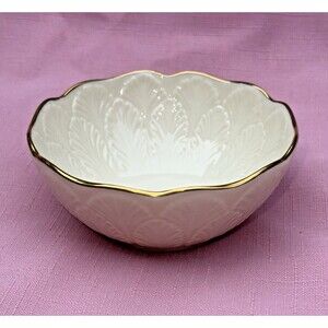 Vintage Lenox Greenfield Candy Dish Bowl 24K Gold Trim Porcelain 4.5" Made USA